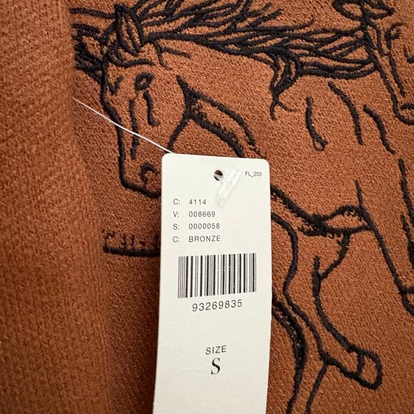 Anthropologie Montana Horses Mock-Neck Half-Zip Sweater Bronze S - Picture 2 of 9